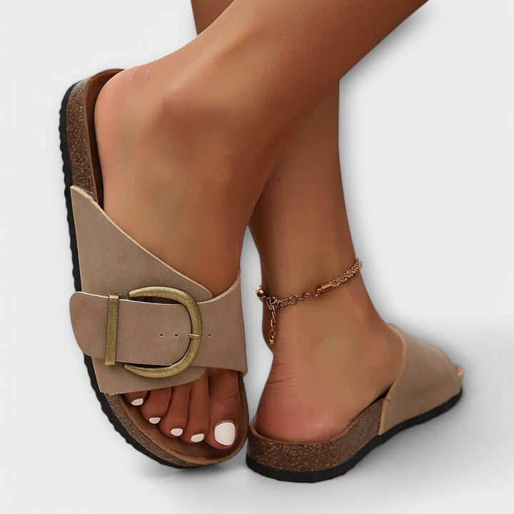 Margie - Mules en liège pour femme avec bride à boucle design