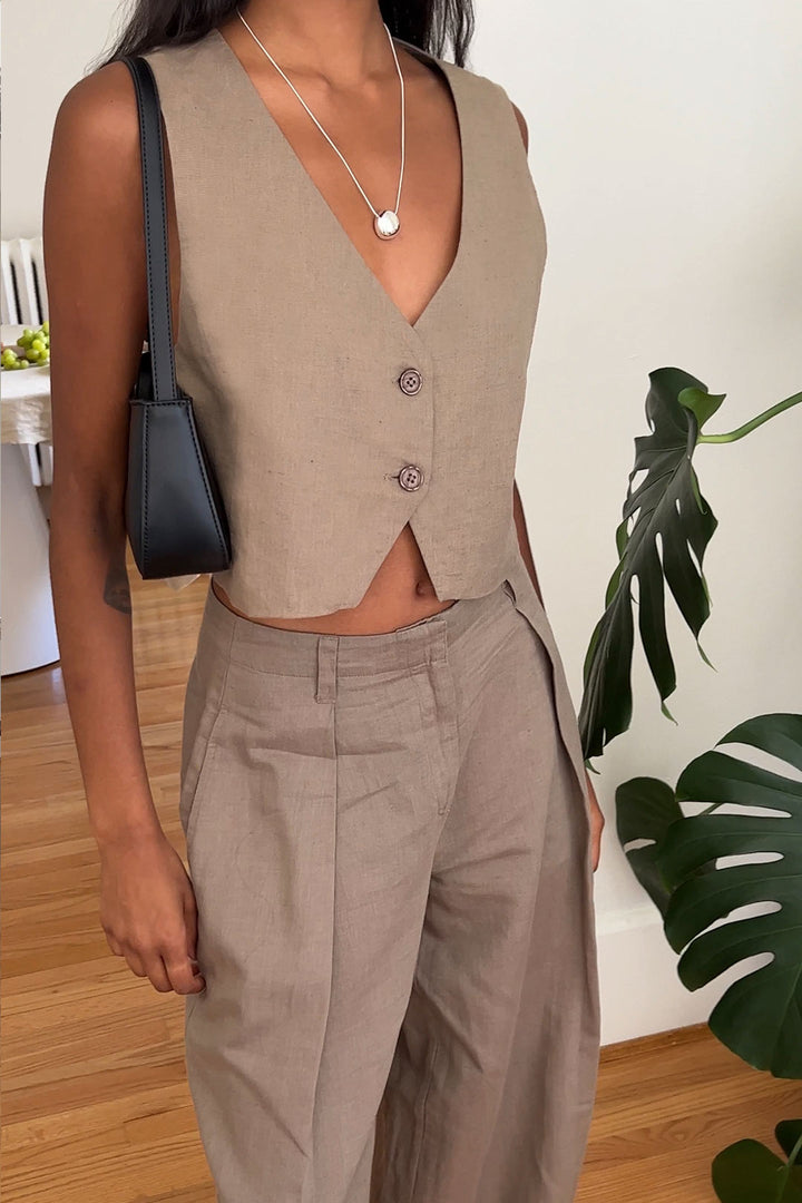 LINEN BLEND SUITING VEST