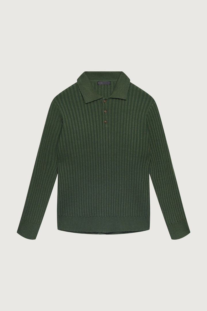 RIBBED POLO SWEATER