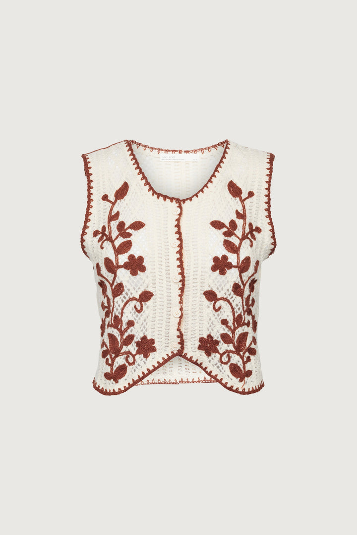 FLORAL EMBROIDERED SWEATER VEST