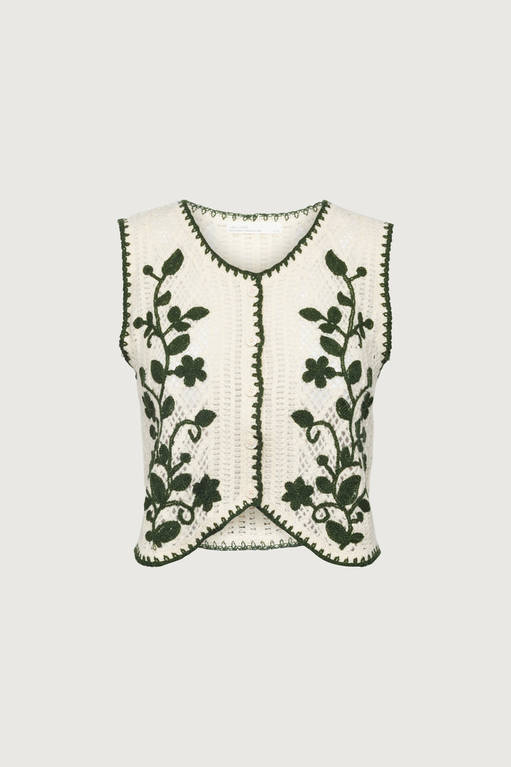 FLORAL EMBROIDERED SWEATER VEST