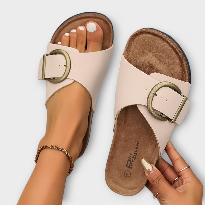 Margie - Mules en liège pour femme avec bride à boucle design